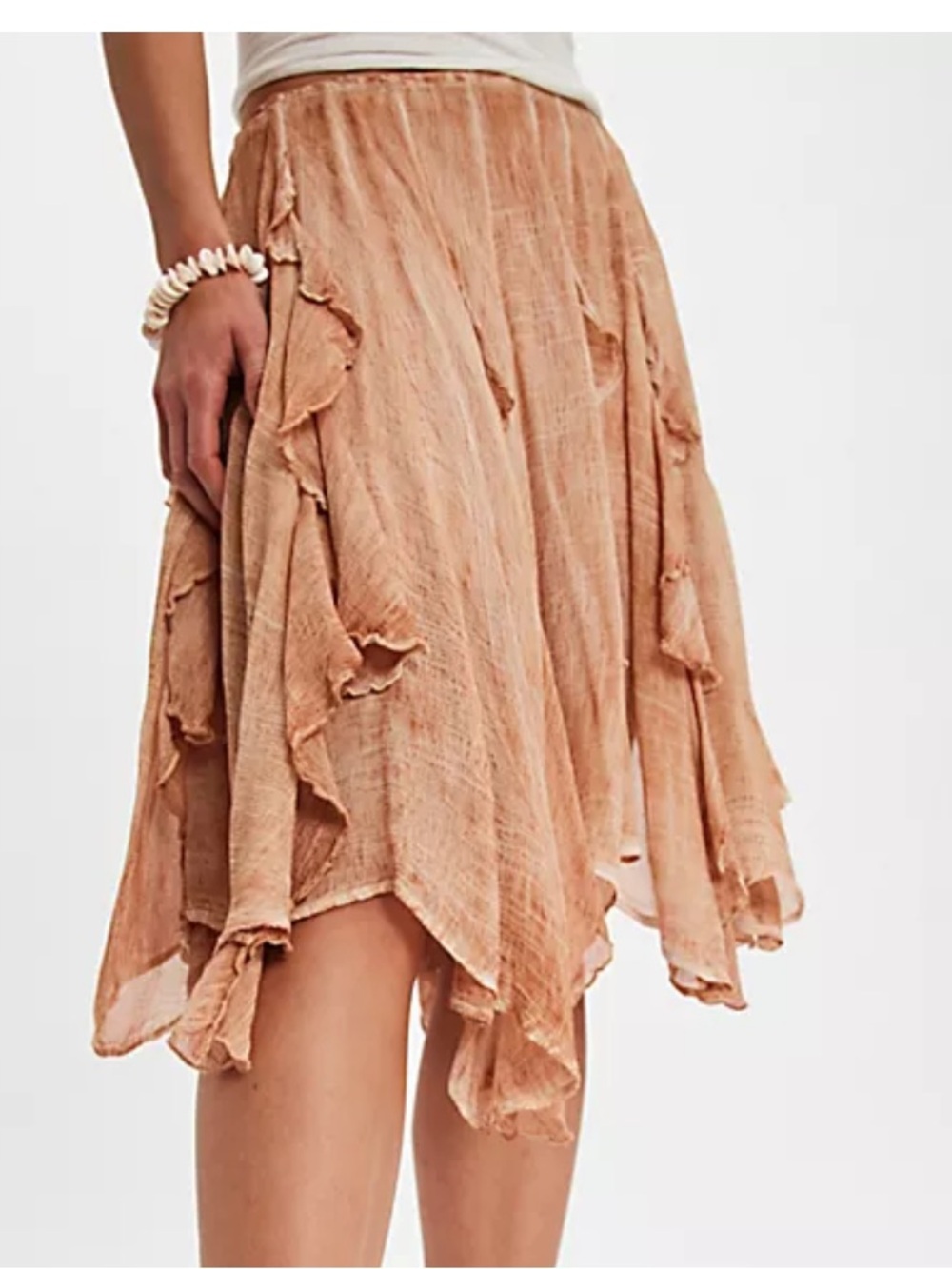 FREE PEOPLE SUSANA TIERED SKIRT MEDIUM CARAMEL SANDUNE - Picture 4 of 6
